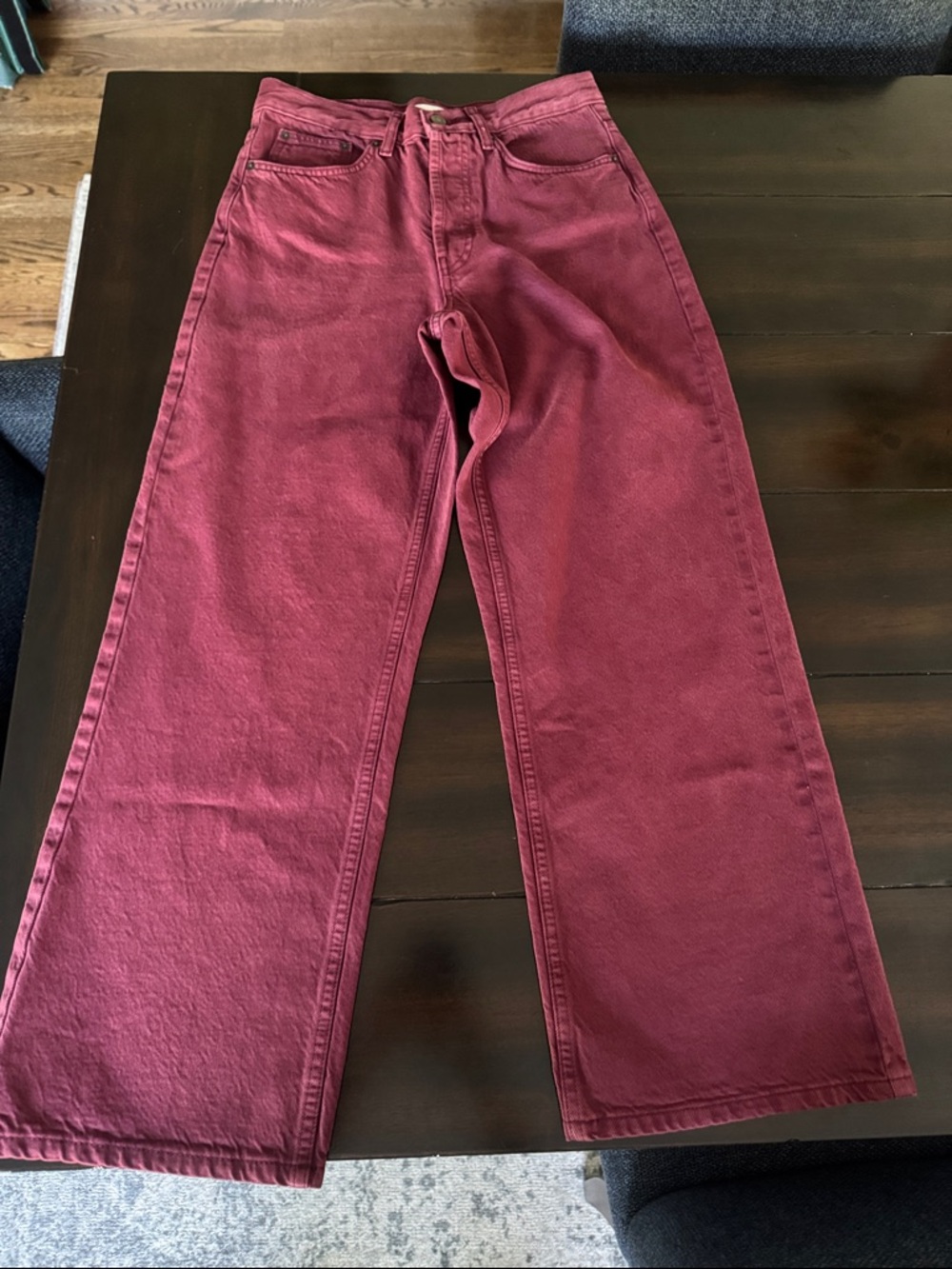 NWOT Top Shop Wine Red Wide-Leg Jeans